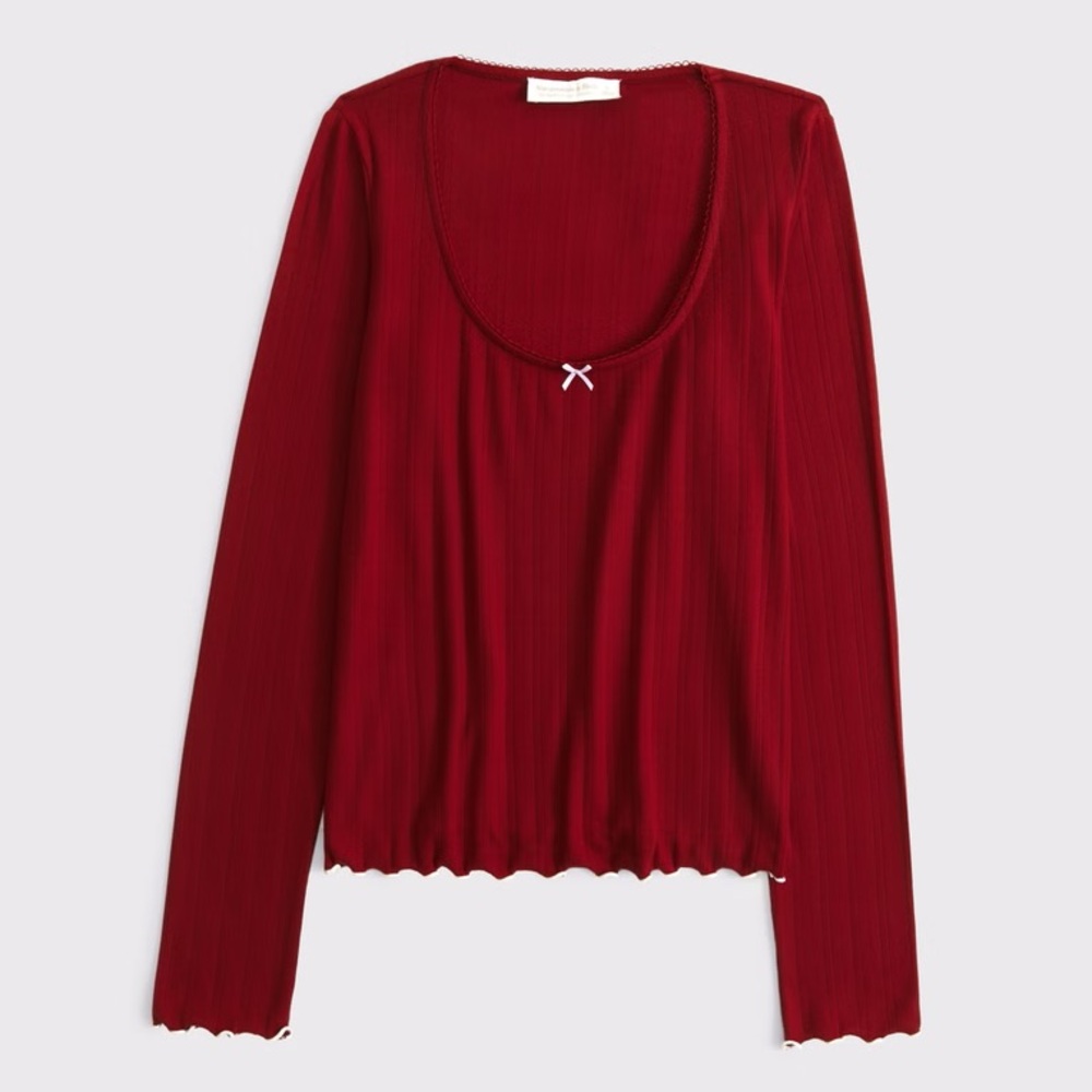 Abercrombie & Fitch Long-Sleeve Pointelle Sleep Top